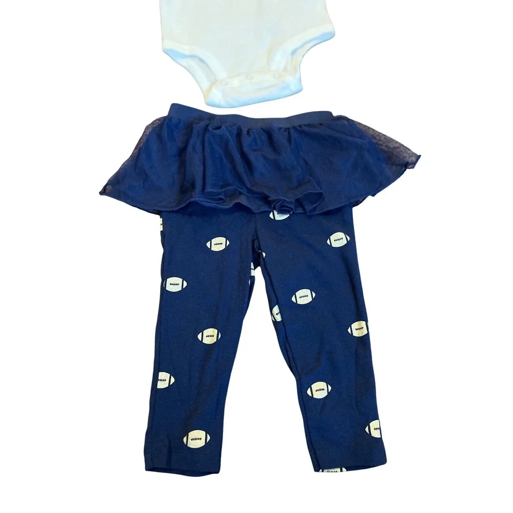 Carters 12M Outfit My First‎ Game Day Football Bodysuit Tutu Leggings Set NwT